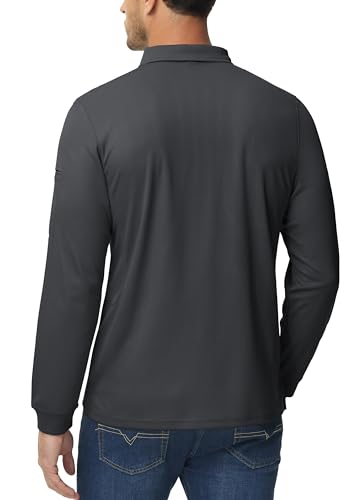 Image of MAGCOMSEN Men's Long Sleeve Golf Polo Shirts Collared Athletic Quick Dry Lightweight Work Shirts