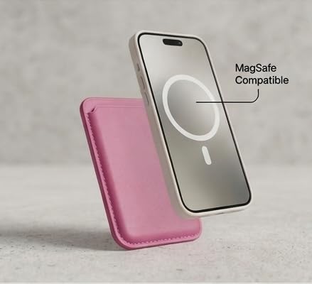 Image of MIDOS Magnetic Card Wallet Holder Designed for MagSafe Compatible with iphone16, iPhone 15, iPhone 14, iPhone 13, iPhone 12 Series iPhone 17 Models (Rose Pink)