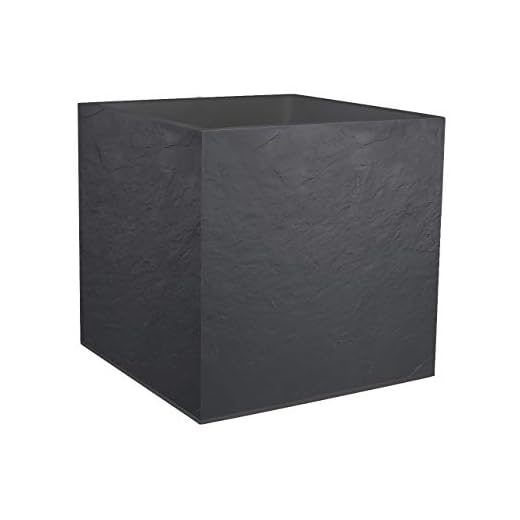 PowerBank EDA - Vaso quadrato 50 cm Volcania 57 L - Decorazione imitazione pietra - Doppia parete - Area di ritenzione idrica - 49,5 x 49,5 x 49,5 cm - Grigio Antracite