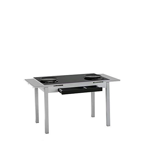 fanmuebles - Mesa de Cocina Cristal Negro Extensible Andrea - 110 x 70 cm.