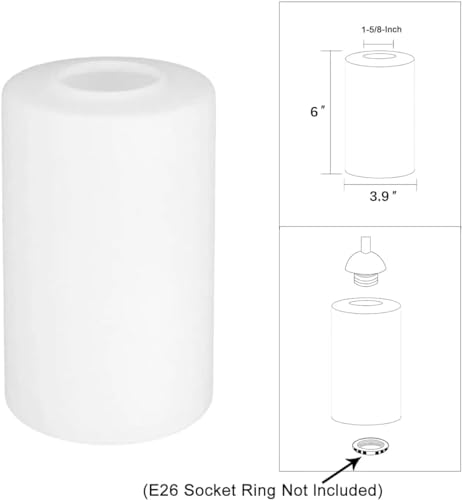 Image of 3 Pack White Frosted Glass Shade Covers, Cylinder Glass Lamp Shade Replacements for Light Fixtures, 1-5 /8 Inch Fitter Globes Lampshades for Chandelier Wall Sconces Pendant Lights Bath Vanity Lights