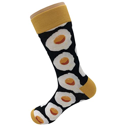 Sunny Side Egg Dress Socks Funny Novelty Crazy Fun Design Men Size 8-12 Cotton Casual Crew Colorful Funky Fancy Socks Gift for Men3