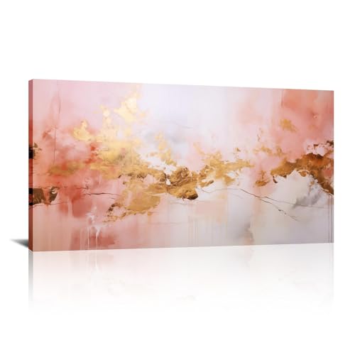 Toile abstraite bleu et rose format XXL pour illuminer votre grand mur de chambre ou bureau