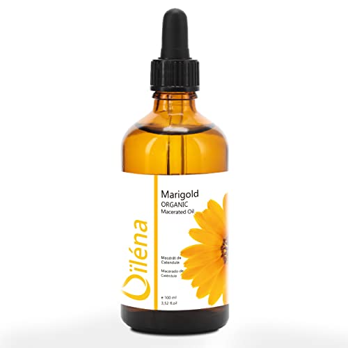 Huile de macération de Calendula Bio · Huile pour le soin de la peau (corps et visage) et des cheveux · Huile naturelle hydratante · Huile de massage pour le soin de la peau · 100% Naturel · 100 ml Cover
