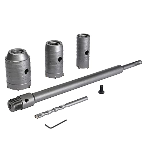 Mèche de forage en béton avec manche rond de 350 mm SDS Plus Trépan pour trou de sciage de béton Mèche de forage pour mur en pierre de ciment avec expansion de 30/40/50 mm （Argent)