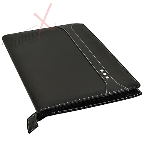 Image of FUTURE X Multipurpose Leatherette Professional File Folders for Certificates, Documents Holder, Portfolio, Executive File Legal Size Documents Holder with 20 Leafs for Men and Women (Black)