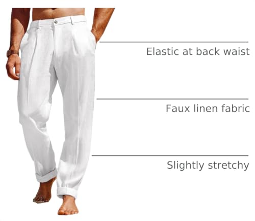 Image of Runcati Mens Casual Pants Elastic Waist Lightweight Loose Pleated Slacks