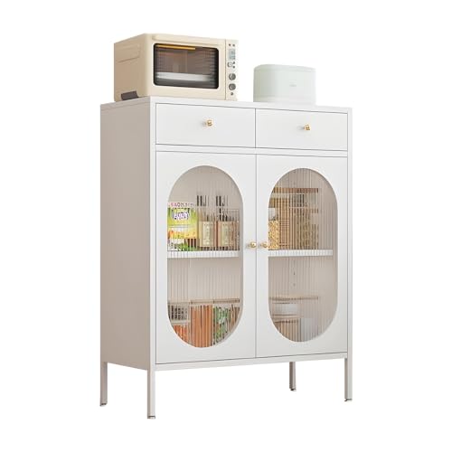 Armoire de rangement en métal à 2 portes avec étagères réglables – Casier polyvalent pour chambre à coucher, cuisine, bureau – Armoire de rangement...
