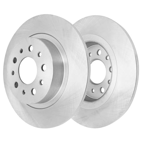 Image of Detroit Axle - Rear Brake Kit for 2014-2020 Fiat 500L, Disc Brake Rotors | 2015 2016 2017 2018 2019 Ceramic Brake Pads with Hardware Replacement 10.39 inch inch Rotors