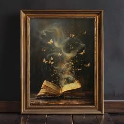 Affiche murale gothique sombre livre et papillon - Décoration murale salon chambre adulte 70x100