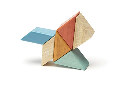 Image of 6 Piece Tegu Pocket Pouch Prism Magnetic Wooden Block Set, Sunset