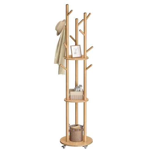 VASAGLE Garderobenständer, Kleiderständer mit 11 Haken und 3...