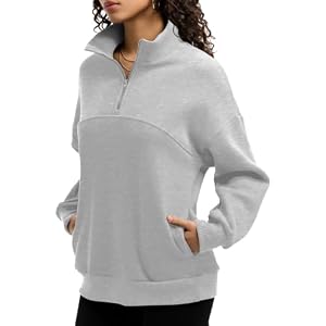 Rapbin Womens Sweatshirts Fleece Pullover Women Quarter Zipper Clothes