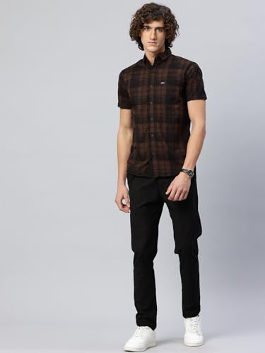 Image of Majestic Man Slim Fit Short Sleeve Checked Pure Cotton Casual Shirt