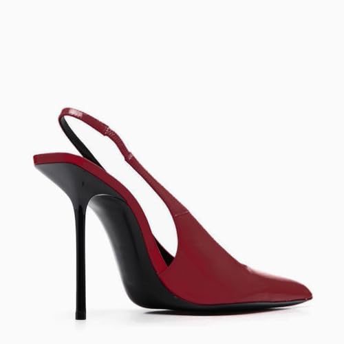 Women's Pointed Toe Sexy High Heels Patent Leather Slingback Pumps Backless 105mm Stiletto Sandals Party Dress Heeled Shoes2