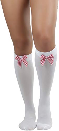 Image of ToBeInStyle Women's Opaque Knee High Nylon Fashion Socks Solid & w /Front Satin Bow