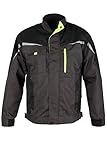 [page_title]-Prisma® - Herren Multifunktionale Arbeitsjacke Bundjacke - reflektierende Streifen - Enge Passform - Grau/Schwarz/Grün 52