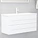 Gecheer Mobile da Bagno con Lavabo Integrato Bianco, Mobiletto Bagno in Truciolato, Mobile Bagno a Parete, Mobile Bagno Sospeso,Mobile Lavatoio Armadio con Lavabo