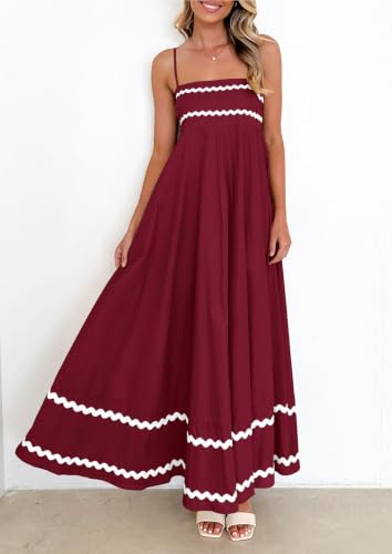 Image of PRETTYGARDEN Women's 2026 Summer Flowy Maxi Dress Casual Sleeveless Spaghetti Strap Ruffle Beach Long Dresses