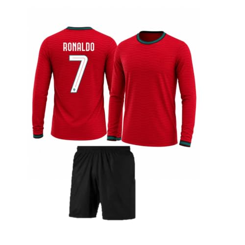Image of Sports Soccer New Football Portugal Jersey Ronaldo 7 Home Kit Jersey with Shorts (Kid's,Boy's & Men)