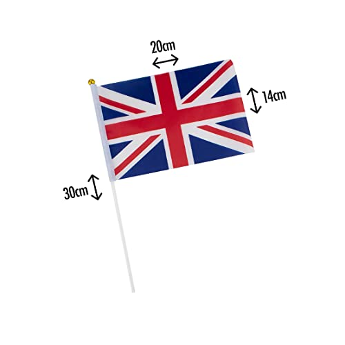 Robelli Union Jack Party Supplies - (Flags/Bunting/Accessories) (12 x Hand Flags, Multi), Multicolor - Image 2