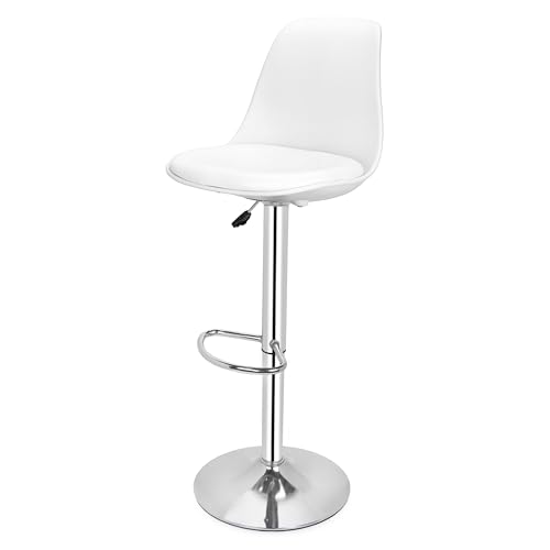 Image of DPI Modern Height Adjustable and 360 Degree Revolving Bar Stool | Kitchen Chair Suitable for Kitchen Cafeteria Dining Office Shops | (2, White)