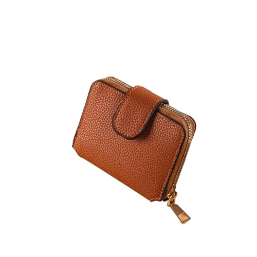 Solid Color Wallet Stylish And Simple With Makeup Mirror And Multiple Card Slots Coin Purse(Lightbrown)