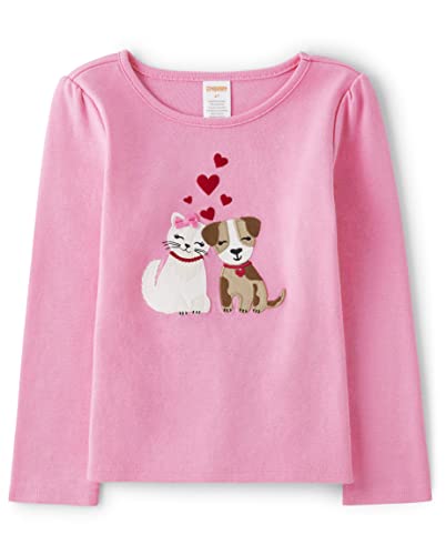 Gymboree Baby Girls' and Toddler Fall and Holiday Embroidered Graphic Long Sleeve T-Shirts