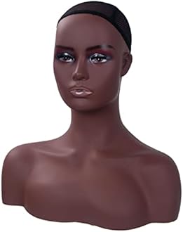 Realistic Female Mannequin Head with Shoulder Display Manikin Head Bust for Wigs,Makeup,Beauty Accessories Displaying