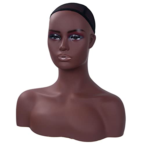 Realistic Female Mannequin Head with Shoulder Display Manikin Head Bust for Wigs,Makeup,Beauty Accessories Displaying