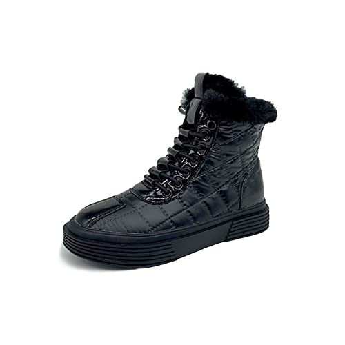 Bottes de neige femme à plateforme et lacets en fourrure chaude style sport