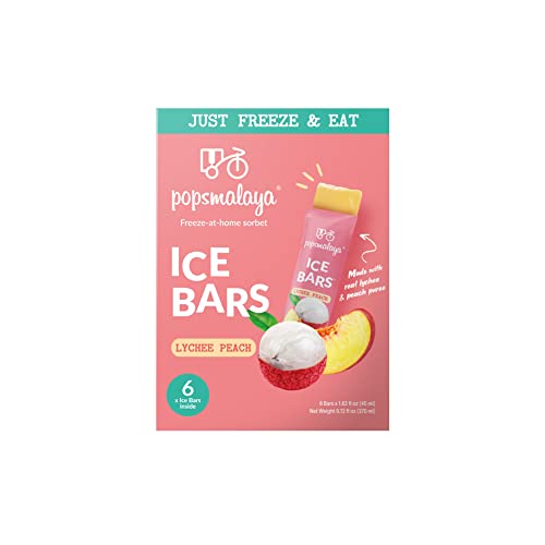 Real Fruit Freezer Pops Popsmalaya Ice Bars Lychee Peach, Freezie (36 Count), Ships Non Frozen, Low Calorie (32), 0.4G Added Sugar, 7G Net Carb, Gluten Free, Vegan, No Preservative Or Food Dye #TOP1