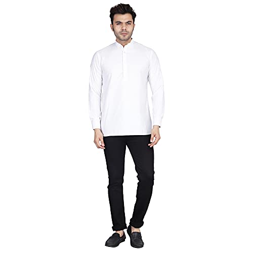 Image of TAHVO Men's Casual Cotton Kurta Shirt, Short Kurta