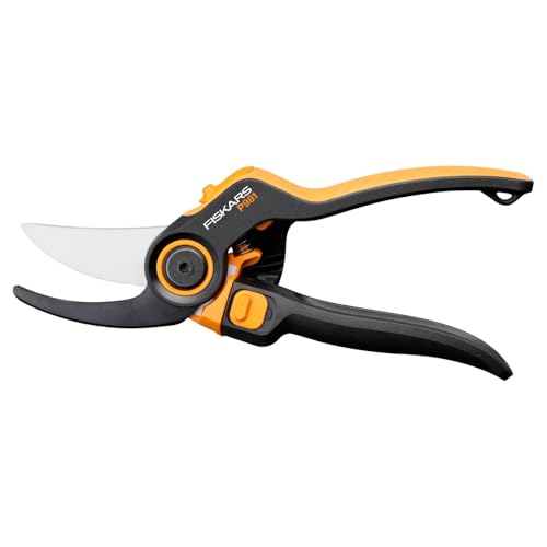 Fiskars X-series DualAction Tijeras de podar Bypass P981, 2en1 para ramas finas y gruesas, Mango ergonómico rotativo, Cuchillas de acero antiadherente/Mango FiberComp, Negro/Naranja, 1080132