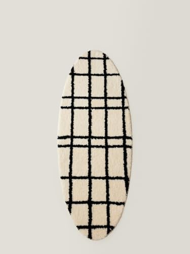 Tapete ovalado WENSHUO 47.3" x 17.72" negro y blanco miniatura 1