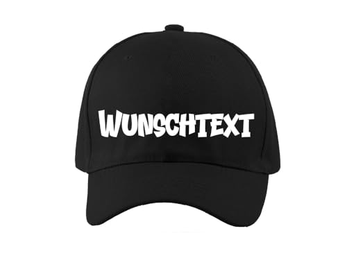 PartyMagix Basecap mit Wunschtext – Personalisiert & Bedruckt – Baseball Cap Käppi Cappy individuell gestalten – Größenverstellbar – Geschenk für Männer & Frauen – Personalisierbare Kappe Schwarz