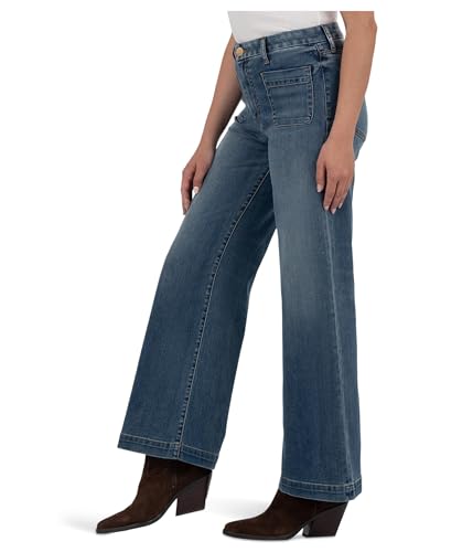 KUT from the Kloth Women's Meg High-Rise Wide Leg with Patch Pockets Reg Hem in Loyalty2