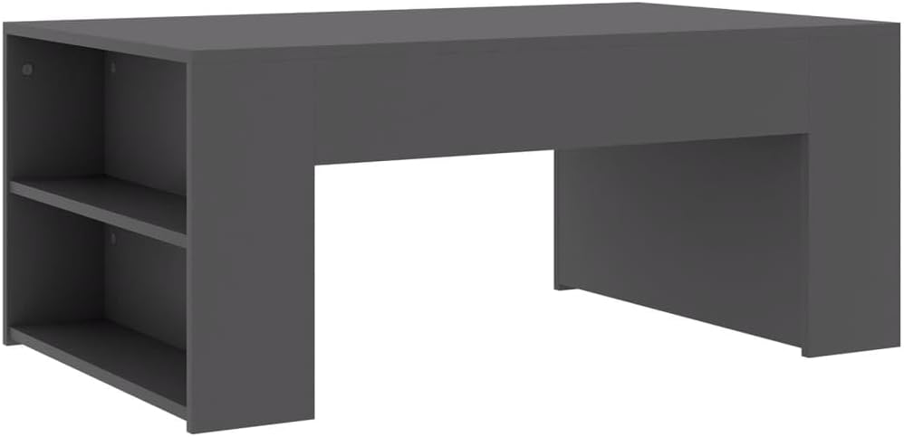 vidaXL Scandinavian Style Low Table | Rectangular Coffee Table with Storage Shelves | Gray Engineered Wood | 39.4"x23.6"x16.5" Dimensions.