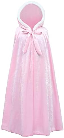 Maeau Kid Girls Princess Hooded Cape Long/Short Cape Fairy Cloak Girl's Christmas Birthday Carnival Halloween Cosplay Costume