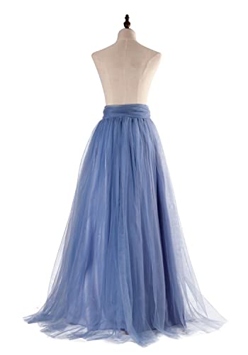 Women Wedding Long Maxi Puffy Tulle Skirt Floor Length A Line with Bowknot Belt High Waisted for Wedding Party Evening3
