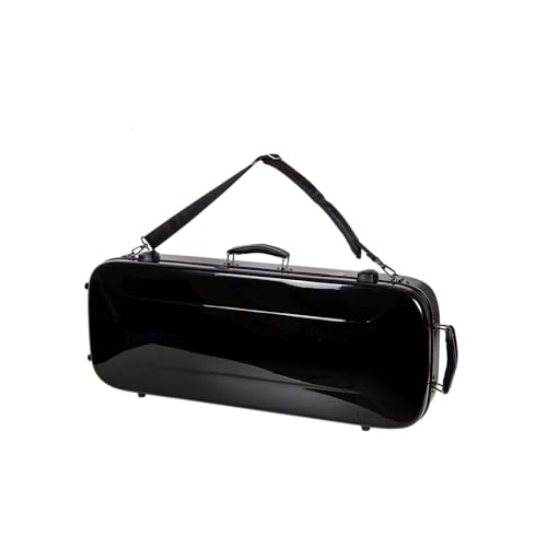 Image of Crossrock Fiberglass Mandolin Case - Oblong for A & F-Style (Universal Fit) | Black Gloss, Forest Green Velvet, TSA Lock, Hygrometer, Backpack Straps - Pro Travel Series