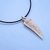 Fablinks Wolf Tooth Necklace for Men, Boys Necklace with Bone Bead Fang Pendant, Dinosaur Teeth Horn Necklaces with Round Leather Cord, 18 inches, Ox Bone, No Gemstone #4