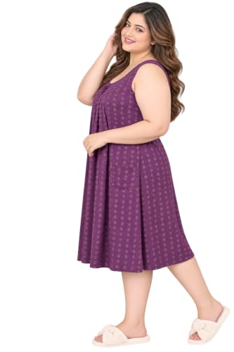Image of Onekbhalo Women Cotton Night Dress Printed Culf Length Night Gown Short Nighty