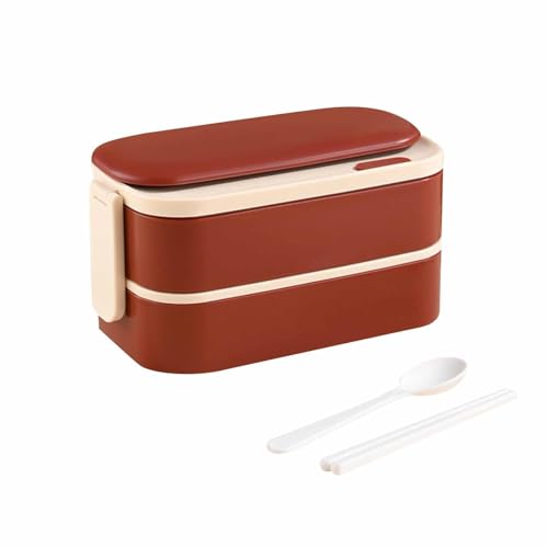 Fiambrera de 2 niveles, acero inoxidable, caja bento para niños y adultos, fiambrera a prueba de fugas, caja de comida a prueba de fugas, caja bento de gran capacidad, caja de desayuno impermeable