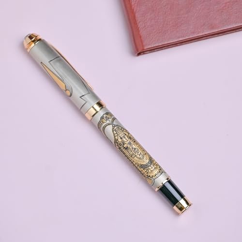 Image of Stylish Engraved Metal Pen, Gift for Office Use (Tirupati Balaji), Ink Color-Blue