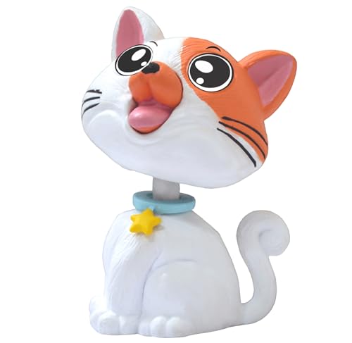 Image of AUGEN Cute Cat White Orange Bobblehead for Car Dashboard, Office Desk & Study Table (Pack of 1)