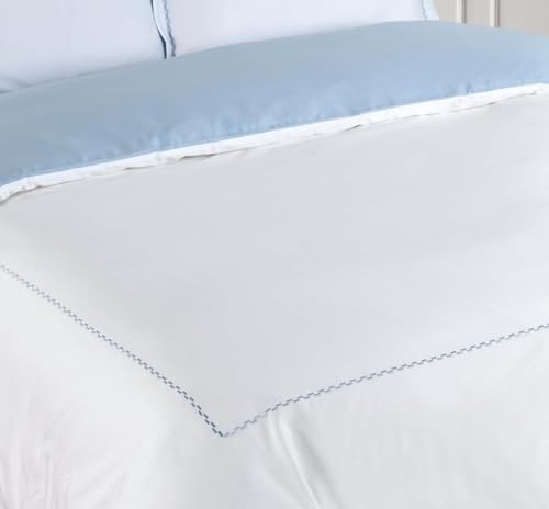 Majestic Giftware Madison Linen 8 Pcs 44" Twin Size Bedding Set (BL52-44T) | Normandy - Blue 400 TC 100% Cotton Sateen | 2 Fitted Sheets, 2 Duvets, 4 Pillowcases - Noble Collection