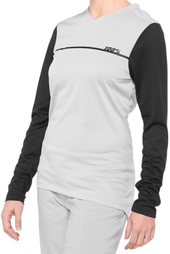 100% Ridecamp Women's Mountain Biking Jersey - All Mountain Riding Apparel Grey/Black
