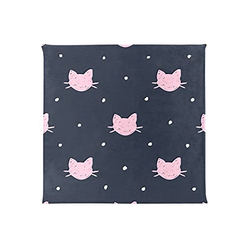 Alaza Pink Cat Print Polka Dot Navy Blue Chair Pad Seat Cushion For Office Car Outdoor Indoor Kitchen, Soft Memory Foam, Back Pain, Coccyx & Sciatica Relief, 15.7X15.7 In #TOP1