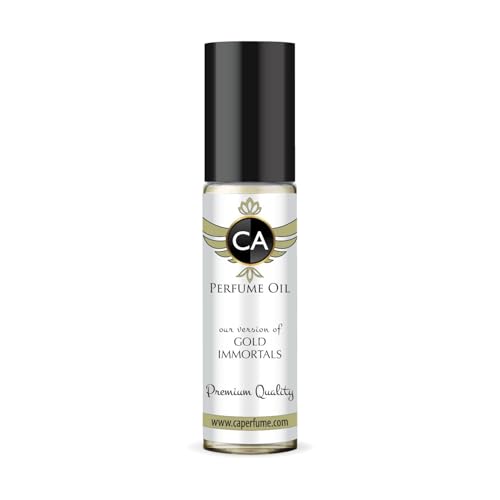 CA Perfume Impression of Gold Immortals Unisex Fragrance Oil Amber Floral Scent Long Lasting Perfumes for Women &amp; Men Travel Size TSA Ready Mini Parfum Body Oil Roll-on 0.33 Fl Oz 10ml